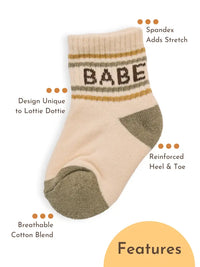 Half-Crew Baby/Toddler Socks 2-Pack, Checkered & Babe Stripe