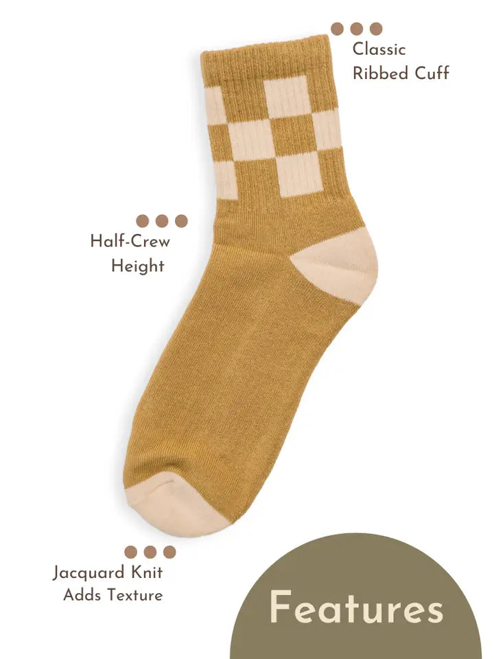 Half-Crew Womens Socks 2-Pack, Checkered & Mama Stripe