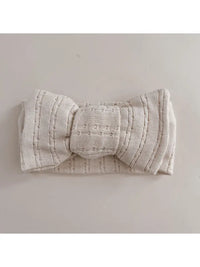 Baby Pointelle Bow Headband - Cream