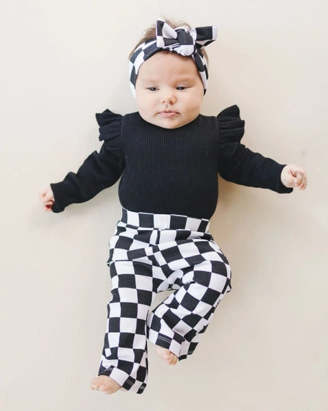 Pants, Flare Checkered | Black