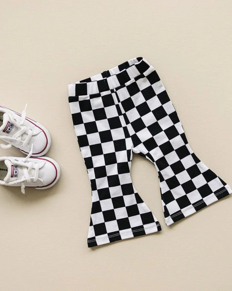 Pants, Flare Checkered | Black