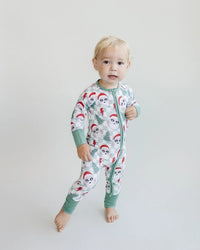 Christmas Baby Bamboo Zip Romper | Checkered Santa