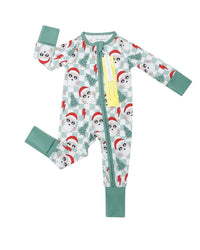 Christmas Baby Bamboo Zip Romper | Checkered Santa