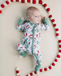 Christmas Baby Bamboo Zip Romper | Checkered Santa