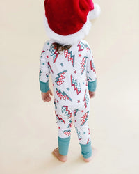 Christmas Bamboo Baby Zip Romper | Checkered Bolts