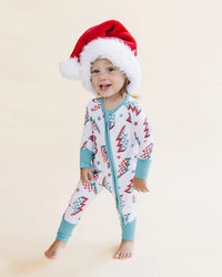 Christmas Bamboo Baby Zip Romper | Checkered Bolts