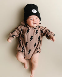 Hooded Bubble Romper | Mocha Bolts