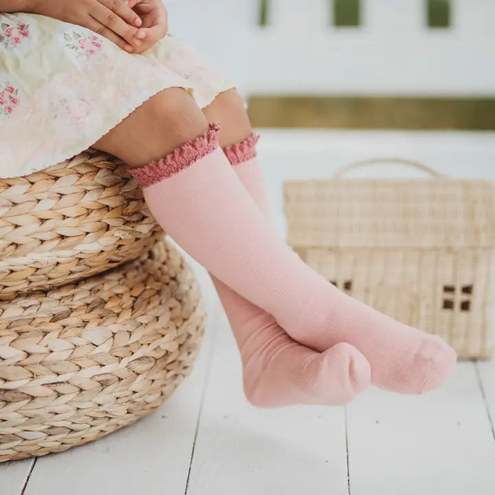 Blush + Mauve Lace Top Knee Highs