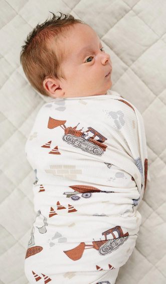 Construction Trucks Bamboo Stretch Swaddle