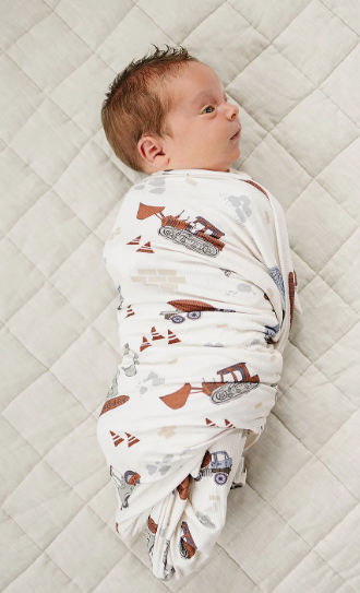 Construction Trucks Bamboo Stretch Swaddle
