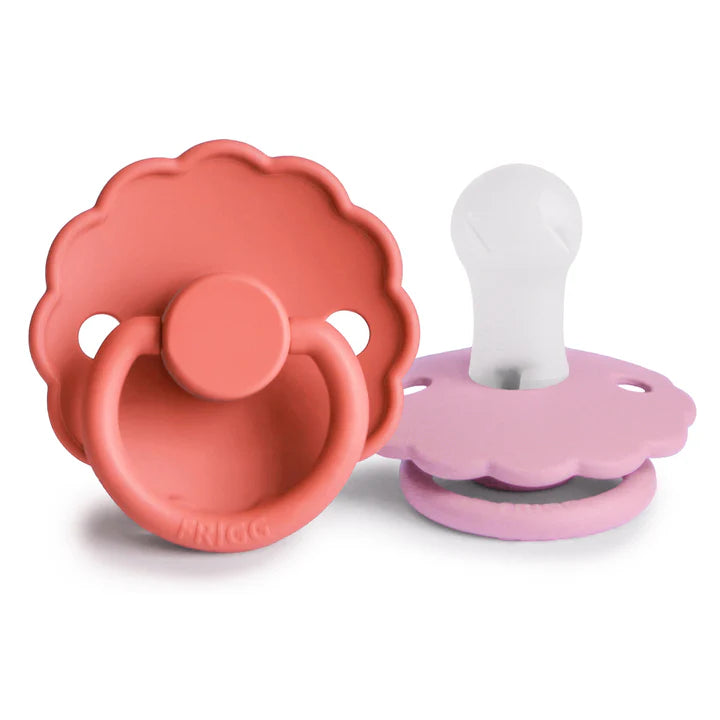 FRIGG Daisy Silicone Pacifier 2-Pack Poppy/Lupine 0-6 Months