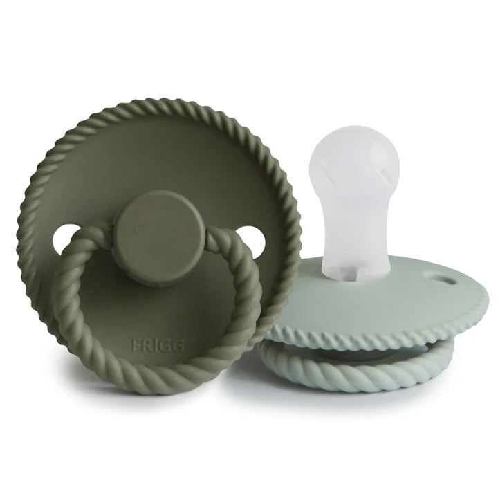 FRIGG Rope Silicone Pacifier 2-Pack Olive/Sage 0-6 months