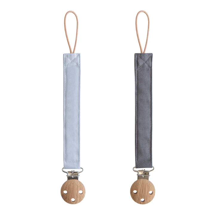 Linen Pacifier Clip 2-Pack Powder Blue/Deep Sea