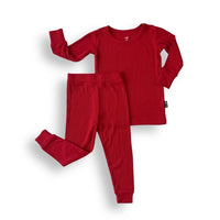 Long Sleeve 2 Piece Sets - Red Ribbed