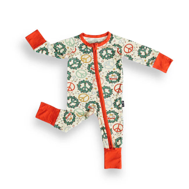 Christmas Peace Zip Romper