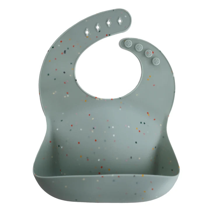 Silicone Baby Bib Cambridge Blue Confetti