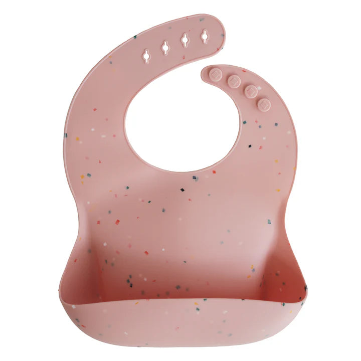 Silicone Baby Bib Powder Pink Confetti