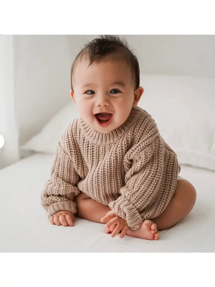 Baby Sweater Chunky Braided Knit Cotton Oversize Style