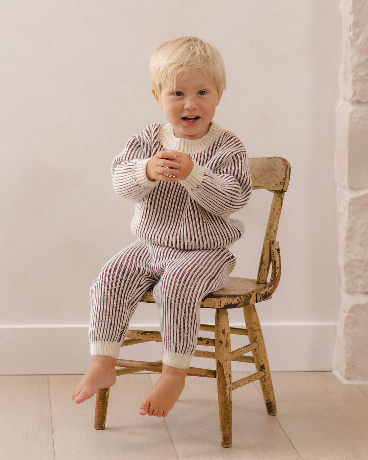 Chunky Knit Pant Cherry Stripe