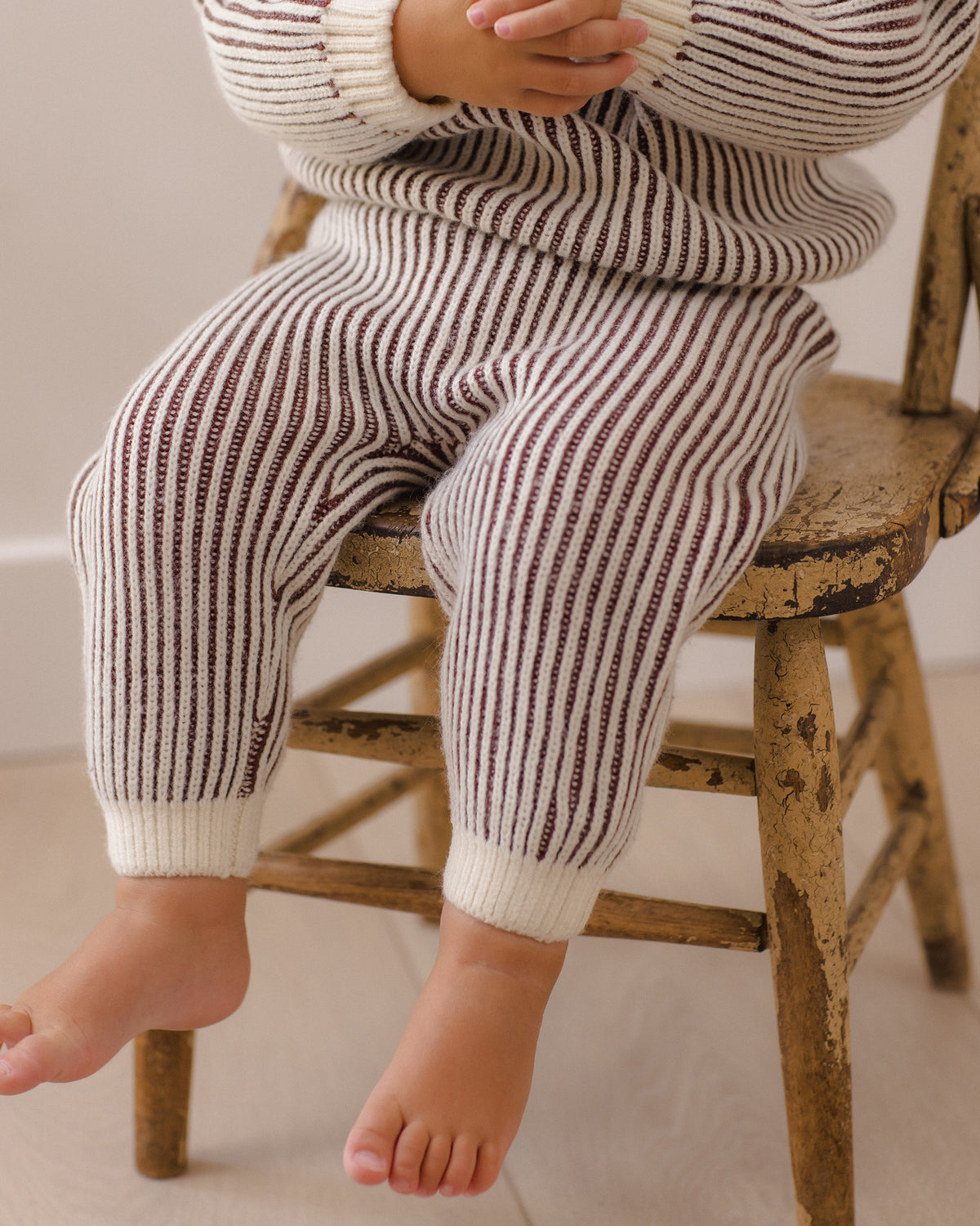 Chunky Knit Pant Cherry Stripe