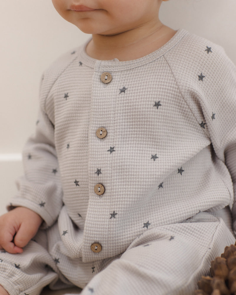 Waffle Long Sleeve Jumpsuit Stars