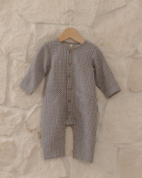 Pocketed Woven Jumpsuit Midnight Gingham