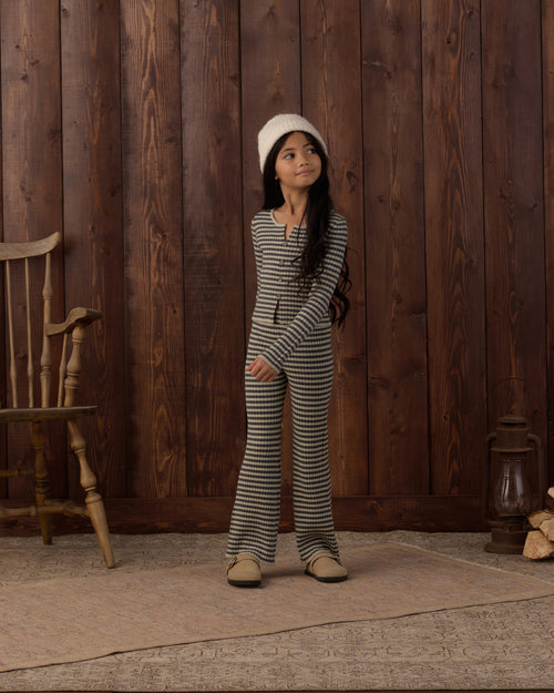 Flare Rib Knit Pant Midnight Stripe