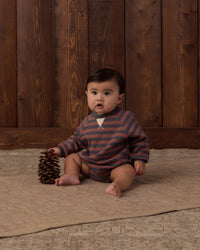 Crew Neck Romper Mulberry Stripe