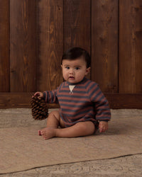 Crew Neck Romper Mulberry Stripe
