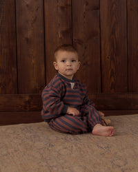 Crew Neck Romper Mulberry Stripe