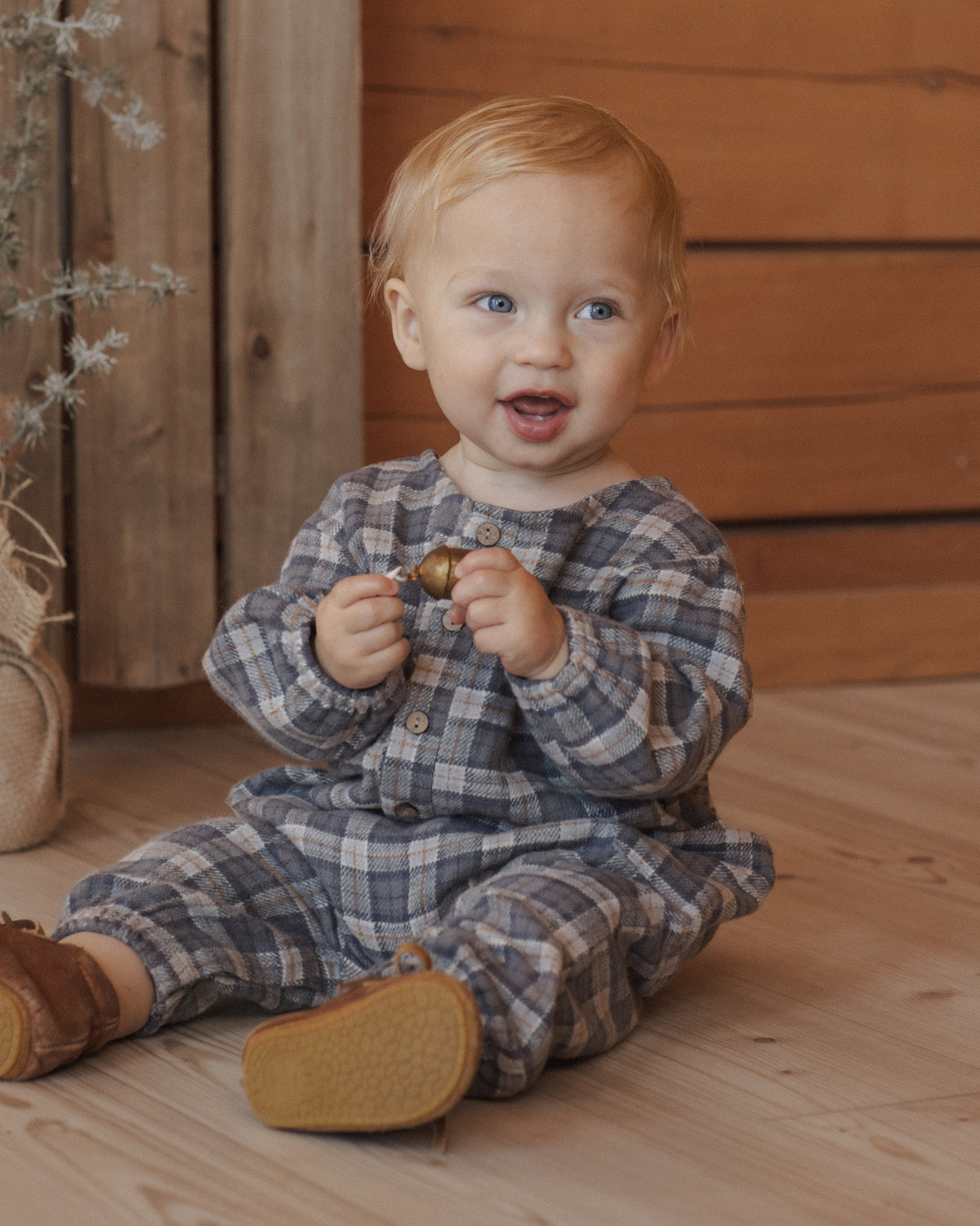 Relaxed Woven Jumpsuit Winter Plaid