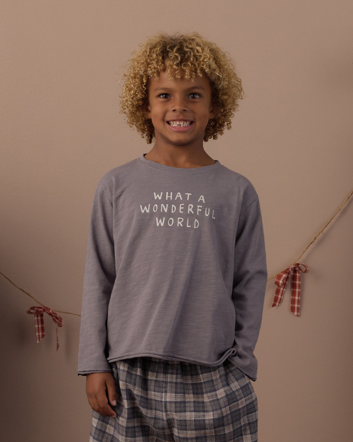 Raw Edge Long Sleeve Tee Wonderful World