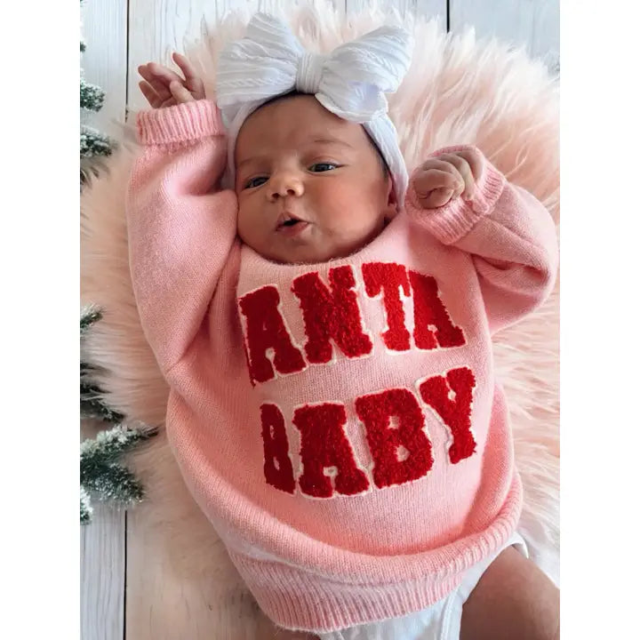 Knit Sweater, Santa Baby Pink