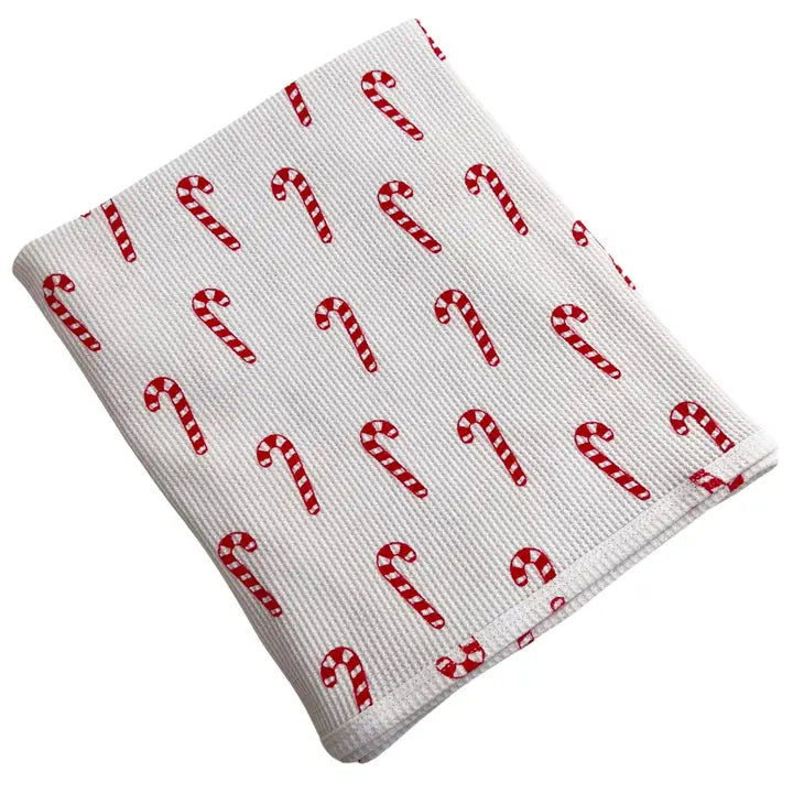 Organic Cotton Waffle Swaddle, Candy Cane