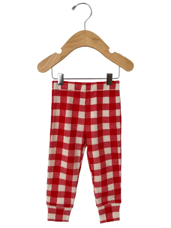 Organic Waffle 2-Piece Set, Red Plaid