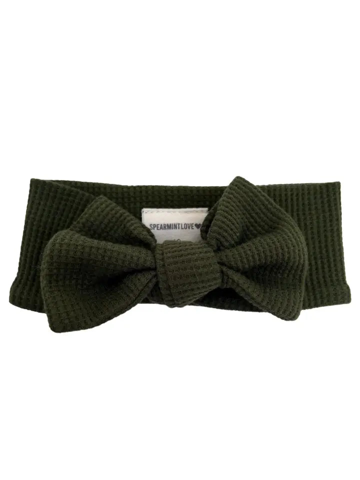 Green Organic Waffle Knot Bow, Forest