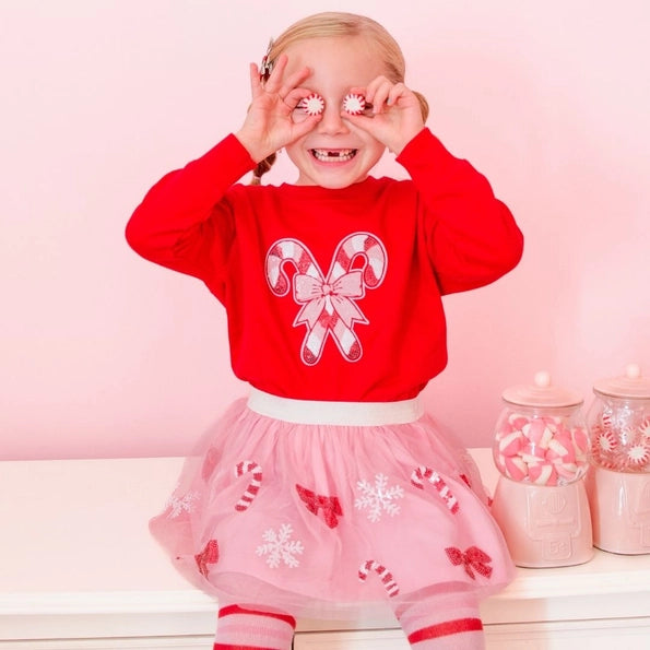 Candy Cane Cutie Sequin Christmas Tutu - Dress Up Skirt