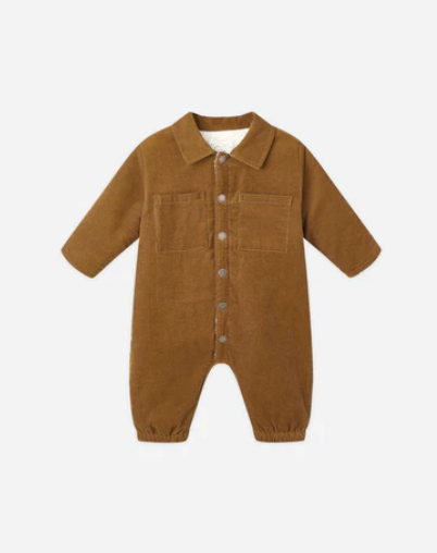 Cord Baby Jumpsuit || Golden