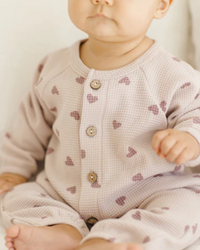 Waffle Long Sleeve Jumpsuit || Hearts