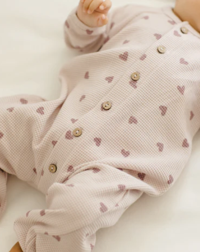 Waffle Long Sleeve Jumpsuit || Hearts
