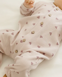 Waffle Long Sleeve Jumpsuit || Hearts