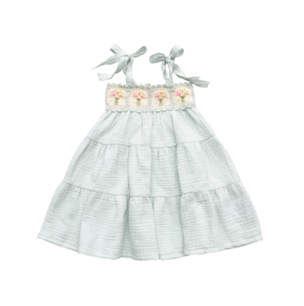 Crochet Dress in Blue Bouquet