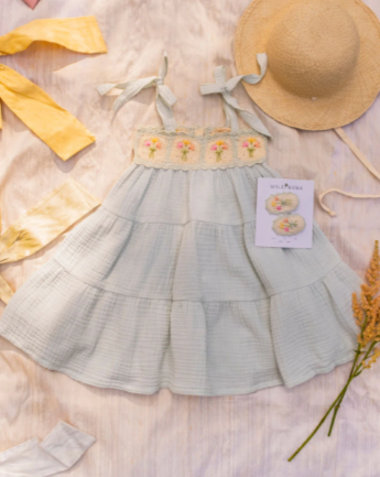 Crochet Dress in Blue Bouquet