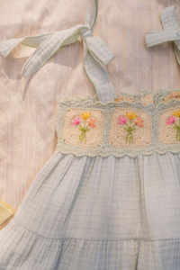 Crochet Dress in Blue Bouquet