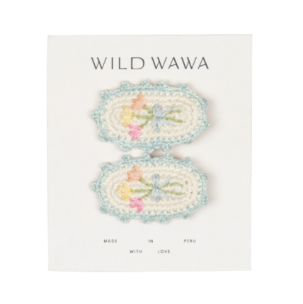 Crochet Clip Set in Blue Bouquet