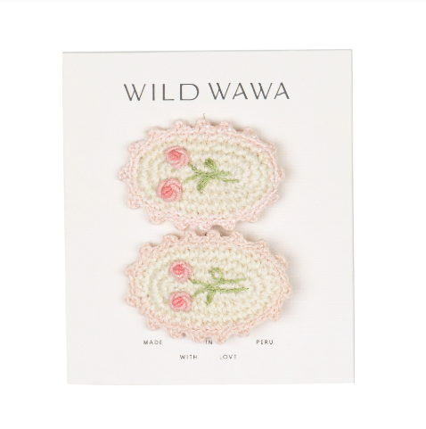 Crochet Clip Set in Pink Rose