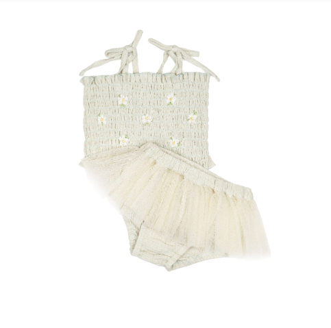Daisies Tutu Set Seafoam
