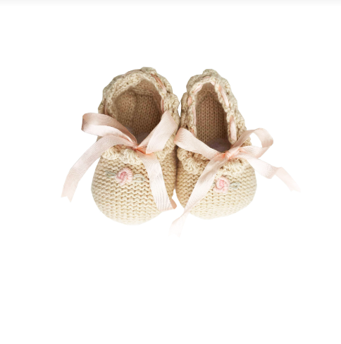 Knitted Ballerinas in Roses - Newborn