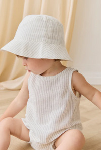 Organic Cotton Gabriel Bloomer - Mini Pinstripe Parchment/Dawn