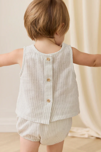 Organic Cotton Gabriel Bloomer - Mini Pinstripe Parchment/Dawn